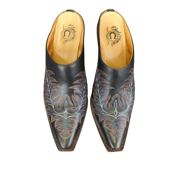 Lucchese Charlie 1 Horse Mayela Slide Western Mules Embroidered Cowgirl Sz 6.5B - Picture 4 of 8